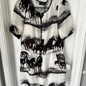 New! STYLEWE Black & White Horse Print Dress Size Large